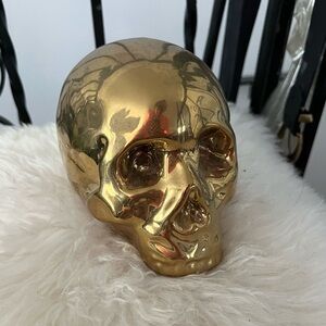Gold Skull Piggy Bank